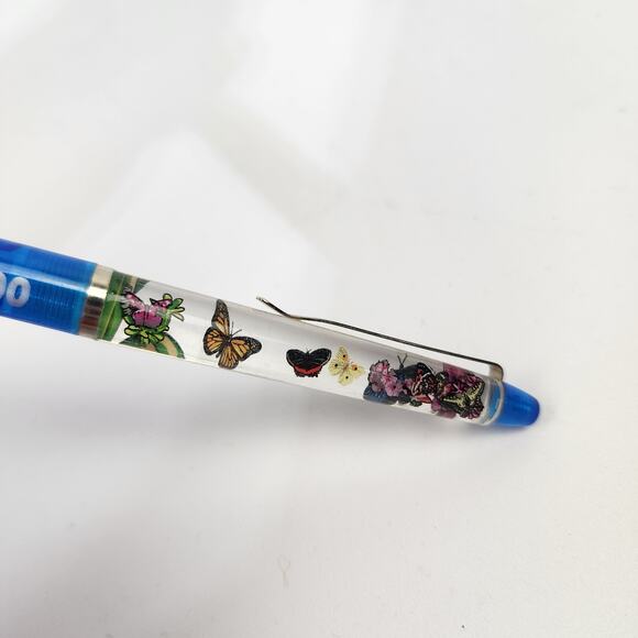Floaty Ballpoint Pen Omaha NE Zoo Butterflies Caterpillar Denmark Blue/Blue Ink - Picture 3 of 4